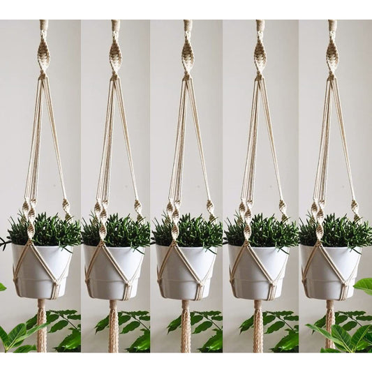 Ivory Crochet Plant Hanger | Set of 5 Default Title