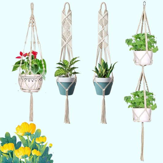 Dangling Crochet Pattern Plant Hanger | Set of 4 Default Title