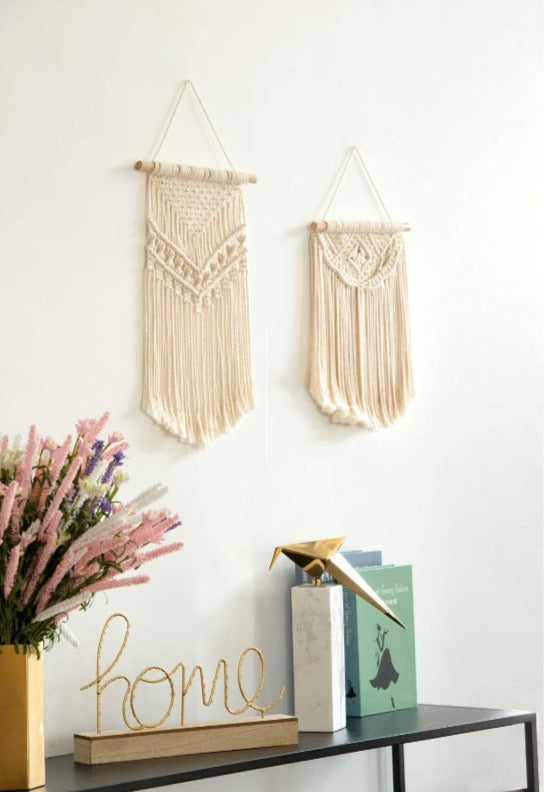 Macrame Wall Hanging with Tassels | Set of 2 - Dusaan