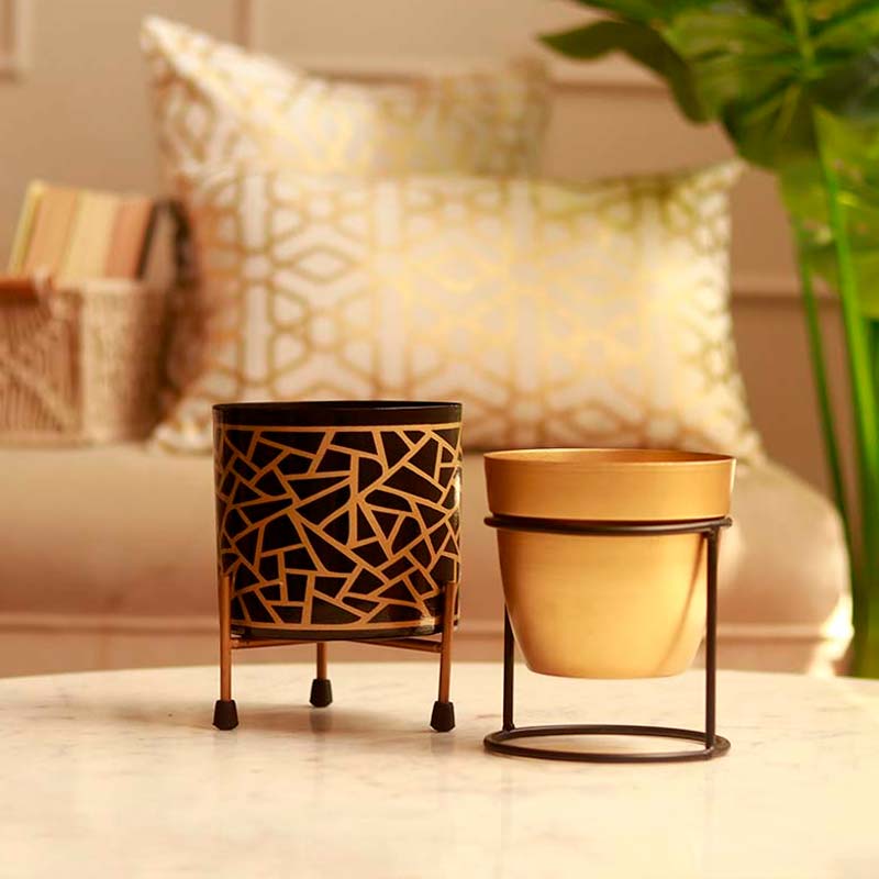 The Capes |  Set of 2 Metal Plant Pot with Stand