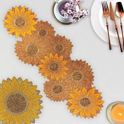 Sunflower Embroidered Table Runner for Floral Elegance | 35 x 13 inches