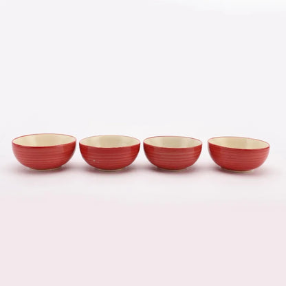 Ceramic Red Spiral Bowls | Set Of 4 Default Title