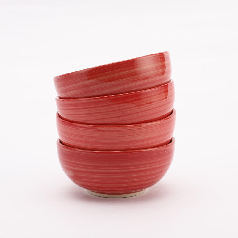 Ceramic Red Spiral Bowls | Set Of 4 Default Title