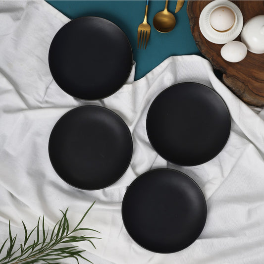 Ceramic Matte Black Quarter Plates | Set of 4 Default Title