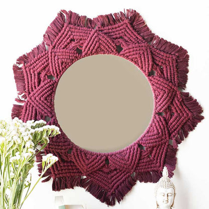 Boho Macrame Mirror | Multiple Colors Maroon