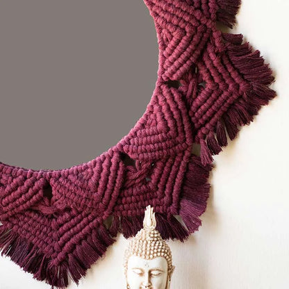 Boho Macrame Mirror | Multiple Colors Maroon