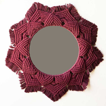 Boho Macrame Mirror | Multiple Colors Maroon