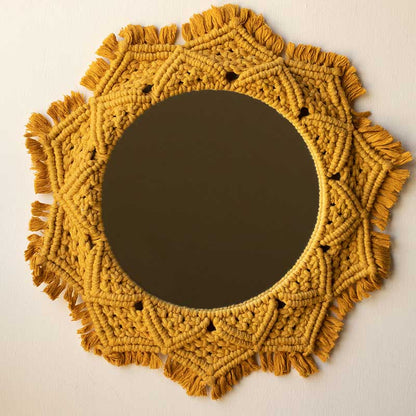 Boho Macrame Mirror | Multiple Colors Mustard Yellow