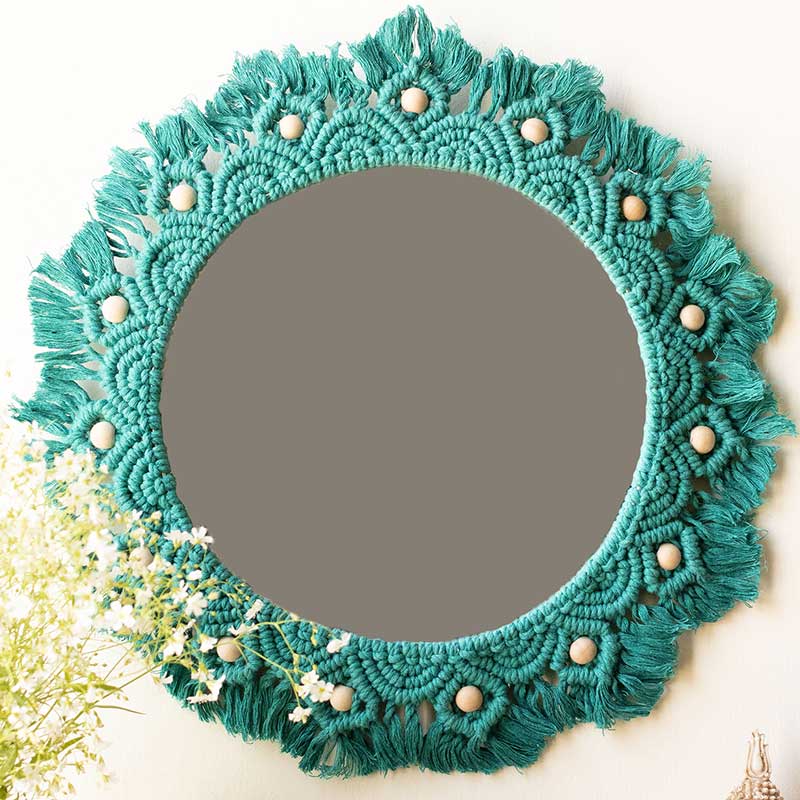 Boho Macrame Mirror | Multiple Colors Turquoise