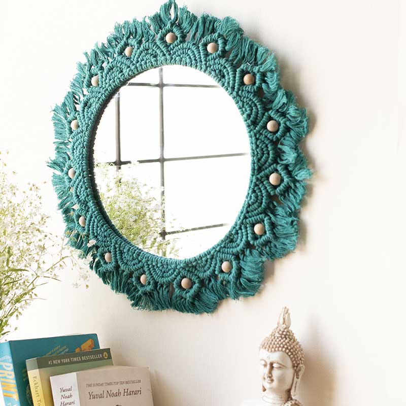 Boho Macrame Mirror | Multiple Colors Turquoise