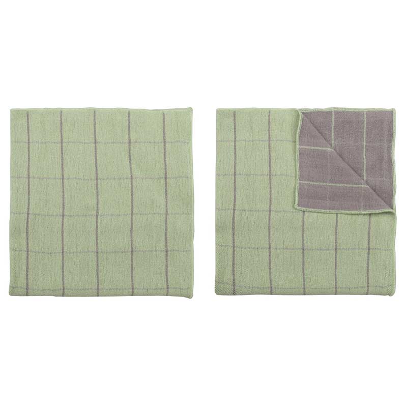 Musa Double Cloth Face Towel  | Set of 4 | Multiple Colors Candy Green / Oslo Grey