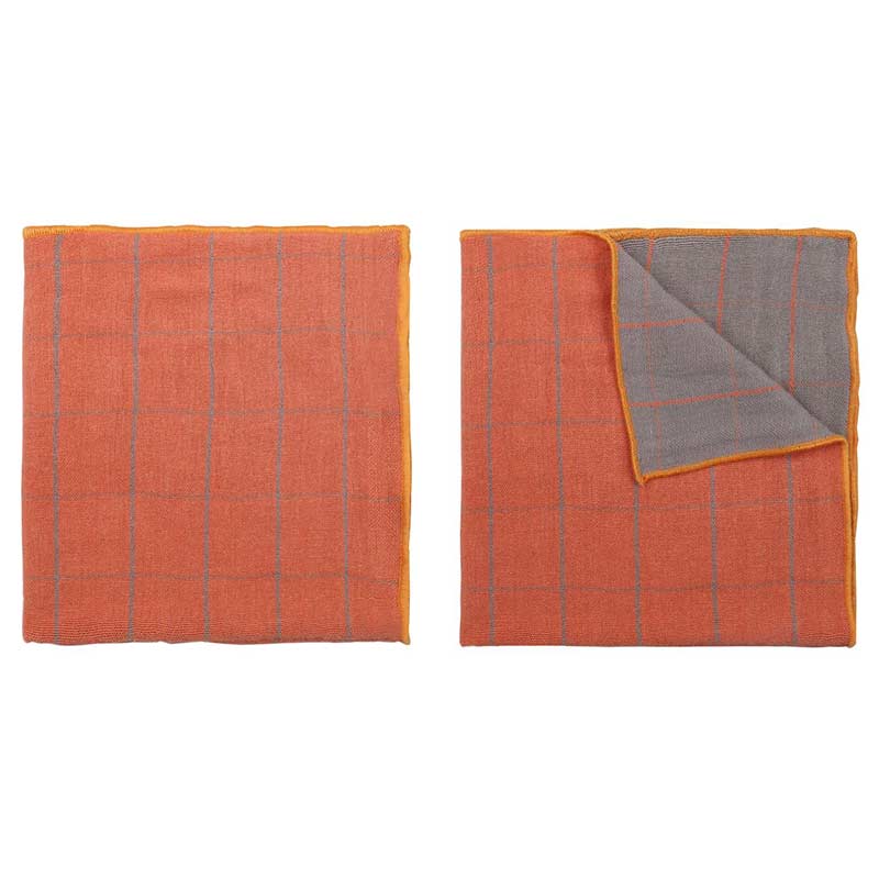 Musa Double Cloth Face Towel  | Set of 4 | Multiple Colors Rustic Orange / Oslo Grey
