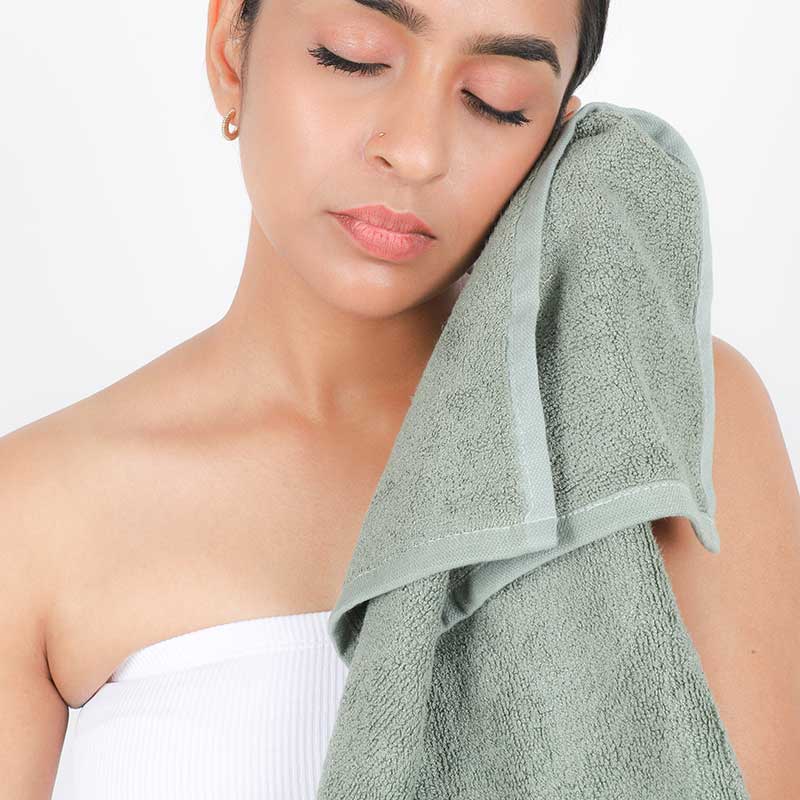 Bambusa Terry Face Towel  | Set of 4 | Multiple Colors Sage Green