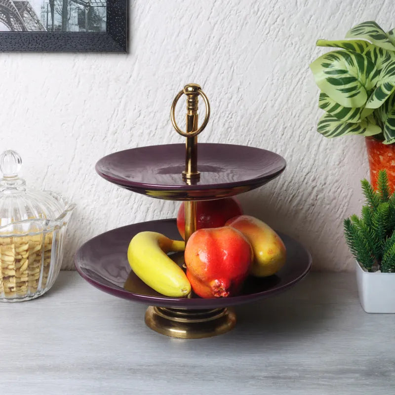 Double Layer Purple Ceramic Platter | Purple | 10 x 12 inches