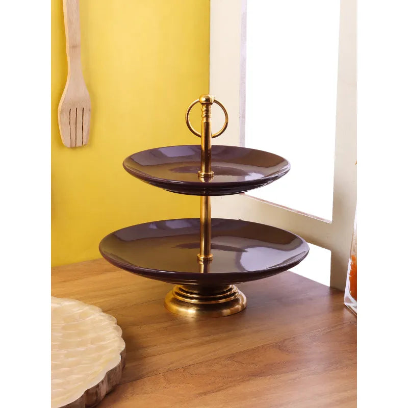 Double Layer Purple Ceramic Platter | Purple | 10 x 12 inches