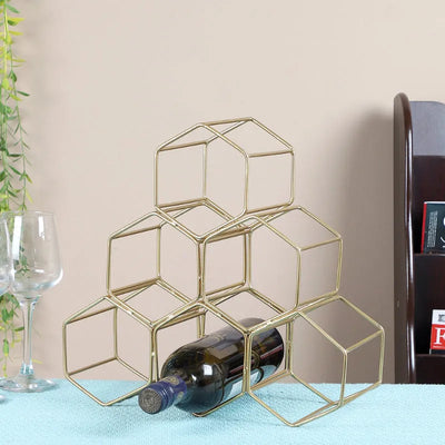 Triangle Gold Wine Rack for 6 Bottles | Gold