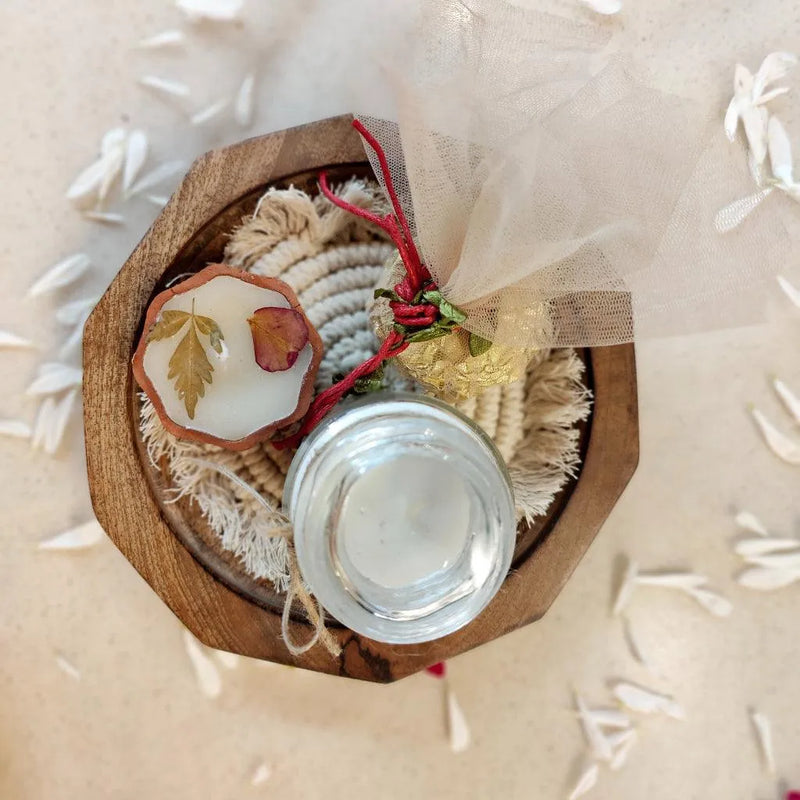 HOHMGRAIN Gift Sets dusaan Doosan dushan Dusan Dosan home & living Decagon Bowl With Candle Jar, Coaster & Diya Candle   Options