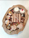 HOHMGRAIN Gift Sets dusaan Doosan dushan Dusan Dosan home & living Curvy Platter With Set of 3 Diya Candles, Brass Diya Lamp, Soy candles & Set of 2 Wood Coasters   Options