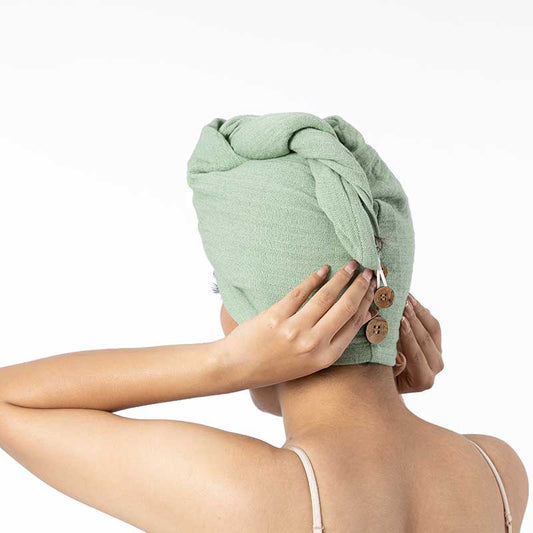 Musa Double Cloth Hair Towel | Multiple Colors Sage Green