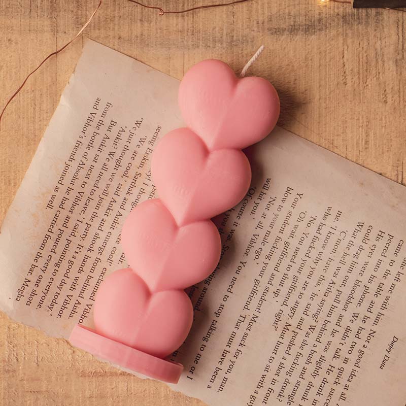 Heart shaped Pillar candle | Multiple Colors Pink