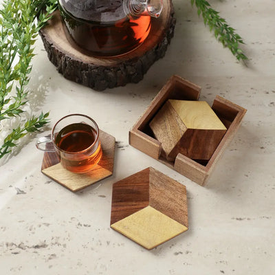 Wooden Hexa Coaster| Set Of 4 Default Title