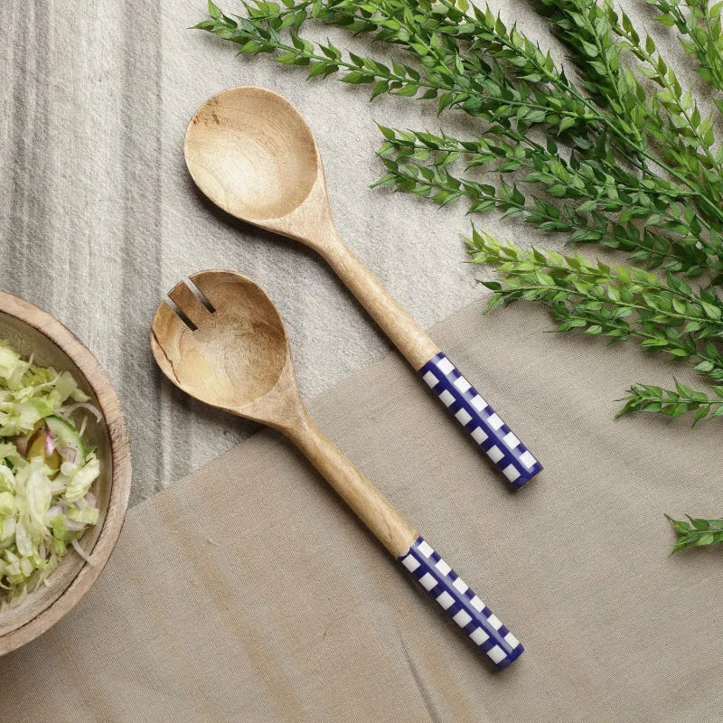 Wooden Checkered Serving Spoons | Set Of 2 Default Title