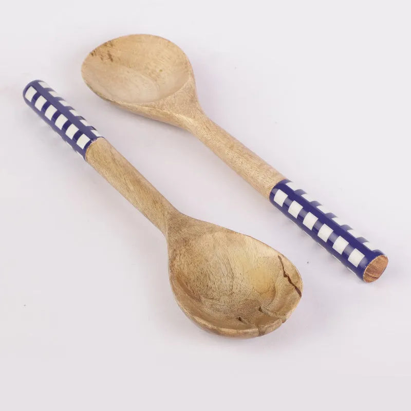 Wooden Checkered Serving Spoons | Set Of 2 Default Title