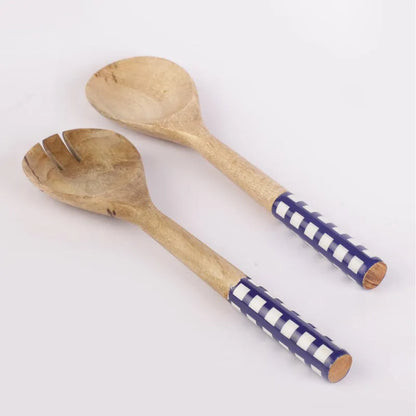 Wooden Checkered Serving Spoons | Set Of 2 Default Title