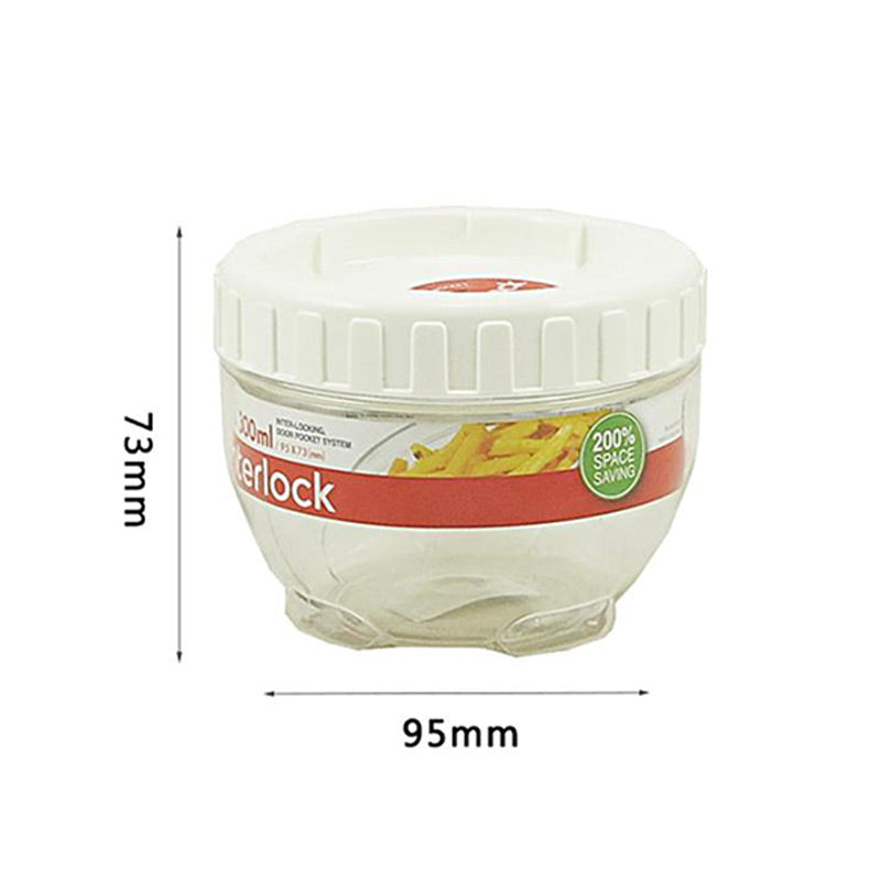 Interlock Round Refrigerator Food Storage Container With White Lid | Multiple Sizes 300ml