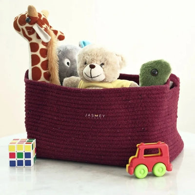 Maroon Rectangular Storage Basket | 15 x 10 x 8 inches