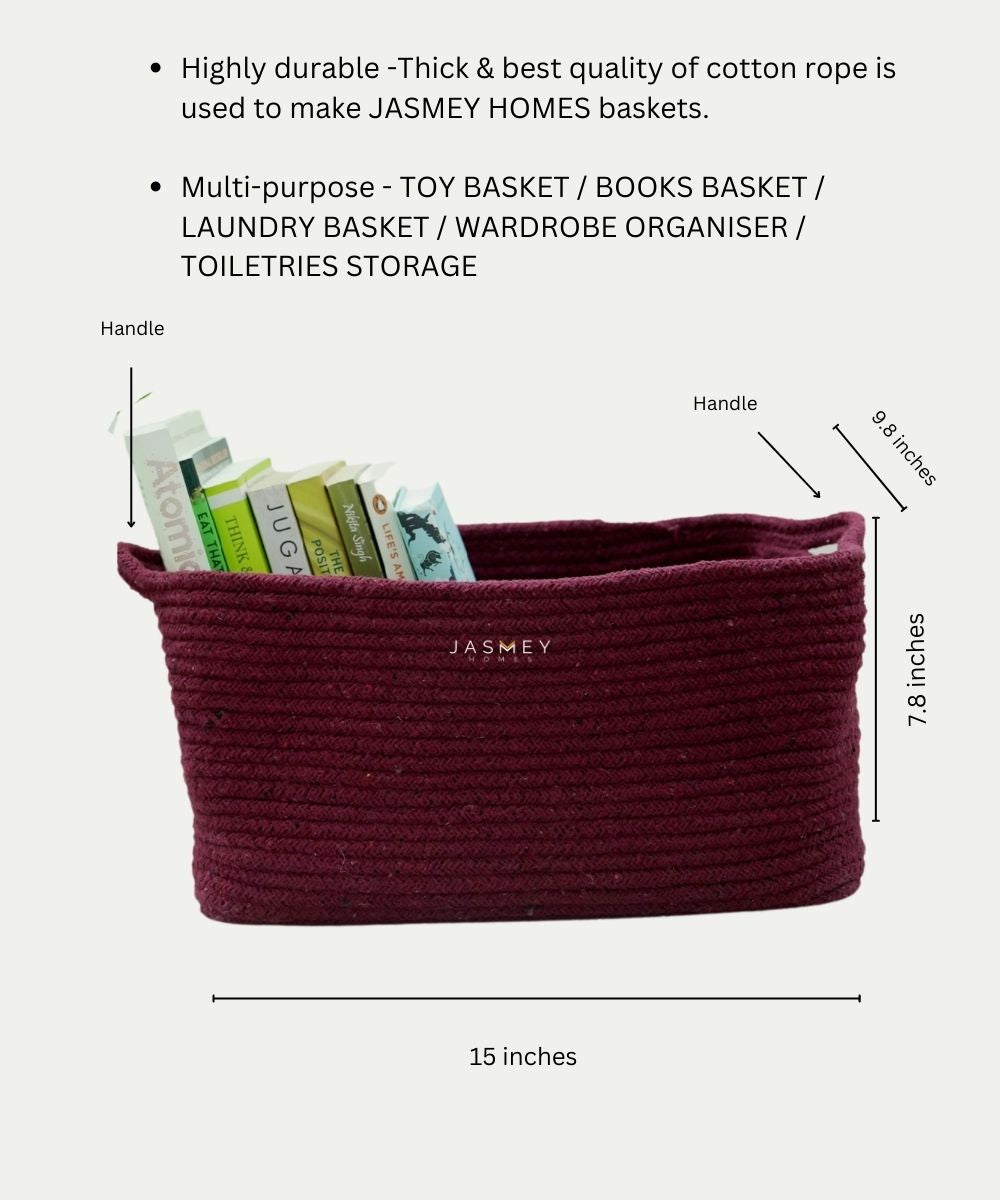 Maroon Rectangular Storage Basket