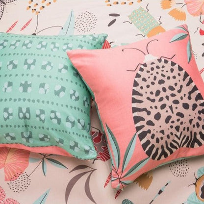 Pink & Mint Adventures Cotton Cushion Covers | Set of 2 | 15 x 15 inches