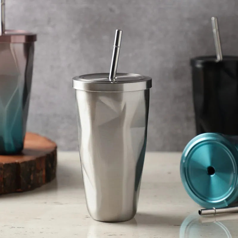 Stainless Steel Diamond SS Tumbler | Silver Default Title