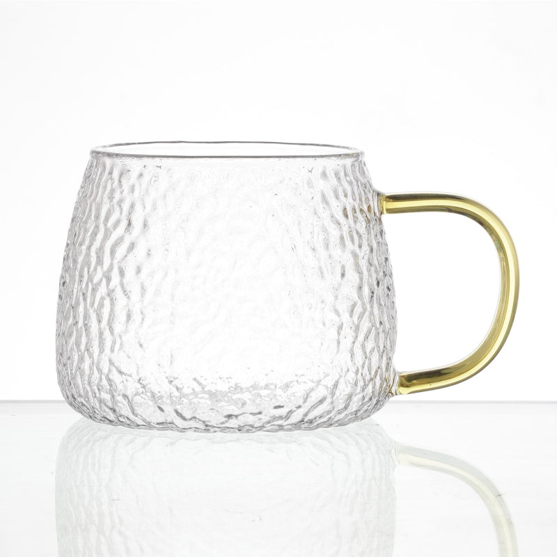 Glass Gold Handle Textured Cups | Set Of 2 Default Title