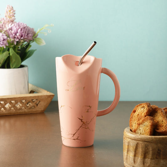 Ceramic Love Pink Straw Mug Default Title