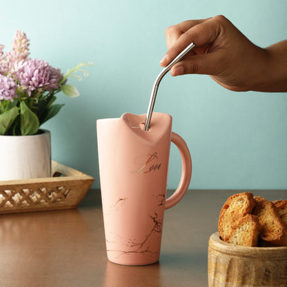 Ceramic Love Pink Straw Mug Default Title