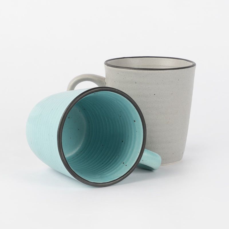 Ceramic Concept Mugs | Set of 2 | Multiple Colors Grey & Blue
