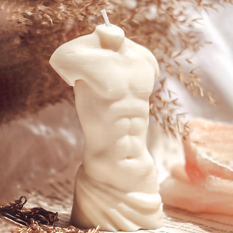 Marcus- Male torso candle | Multiple Colors White