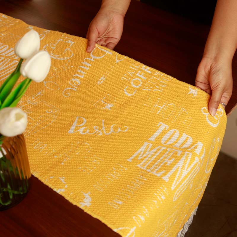 Handmade Printed Yellow Table Runner | 13x72 Inches Default Title