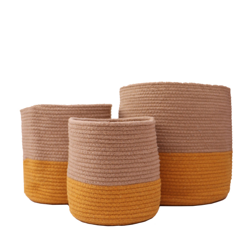 Yellow Dual tone Jute Baskets | Small, Medium, Large Large