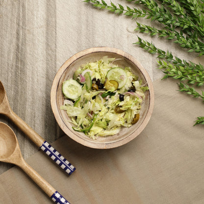 Wooden Salad Bowl Distressed   White Default Title
