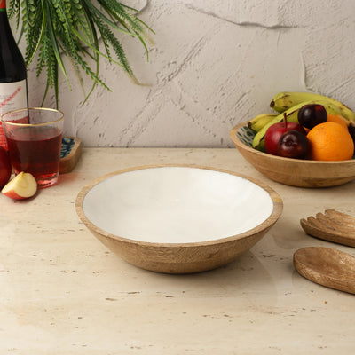 Wooden Large Salad Bowl | White Default Title