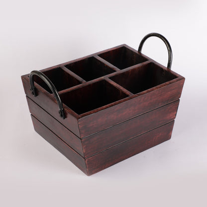 Wooden Cutlery Big Caddy | Multiple Colors Burnt Wood