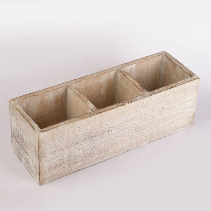 Wooden Cutlery Caddy  | Multiple Colors Distressed White