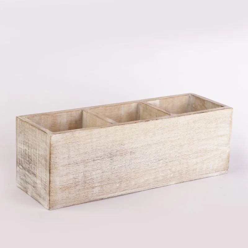 Wooden Cutlery Caddy  | Multiple Colors Distressed White