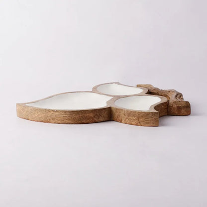 Wooden Tri Leaf Serving Platter  | White Default Title