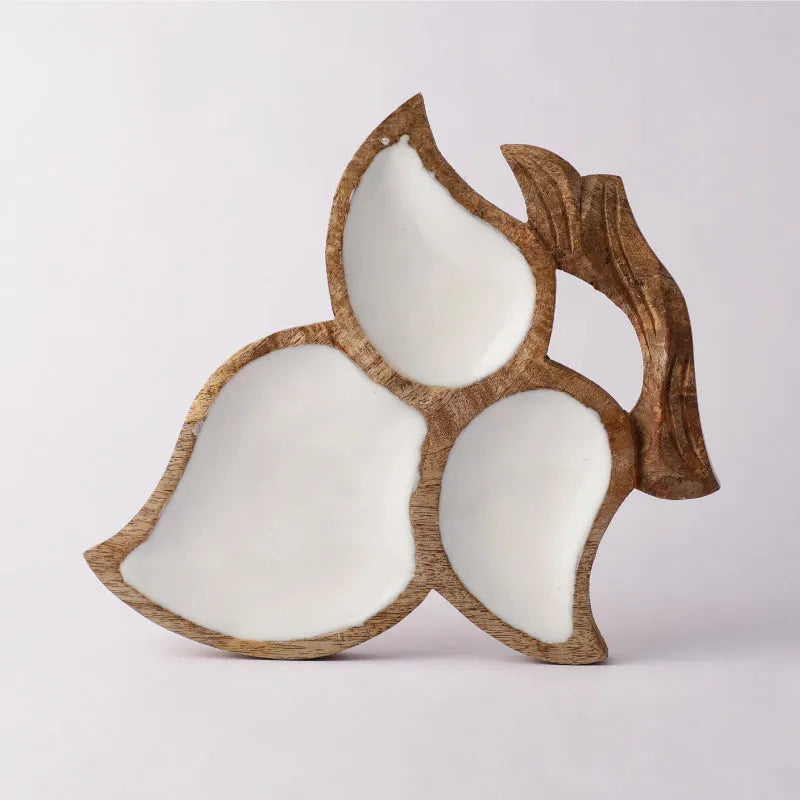 Wooden Tri Leaf Serving Platter  | White Default Title