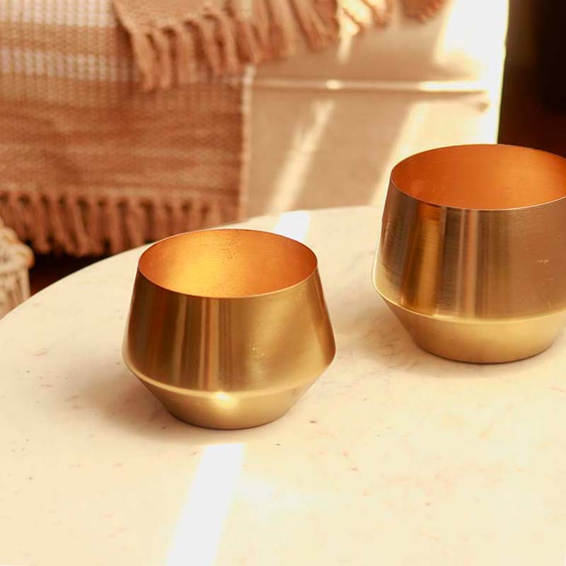 The Emas | Set of 2 Gold Metallic Pots - Dusaan