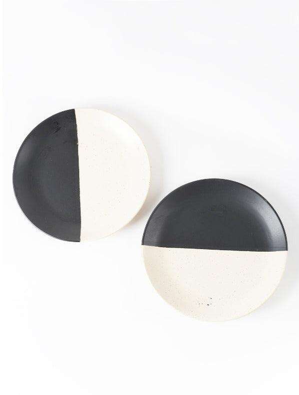 Abstract Black & White Ceramic Dinner Plates | 10 inches