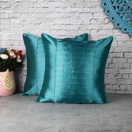 Fold Satin Cushion Cover| Turquoise |Set of 2 Default Title